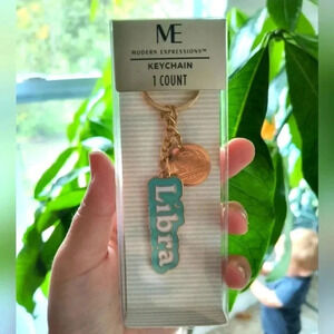 Libra blue gold astrology keychain keyring collectable women's girls cute access